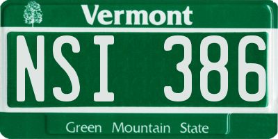 VT license plate NSI386