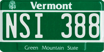 VT license plate NSI388