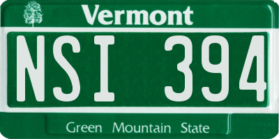 VT license plate NSI394