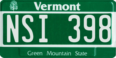 VT license plate NSI398