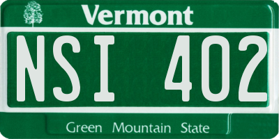 VT license plate NSI402