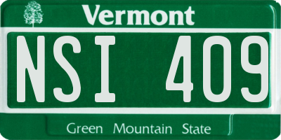 VT license plate NSI409