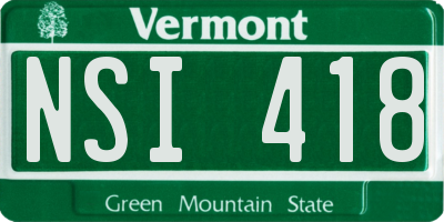 VT license plate NSI418