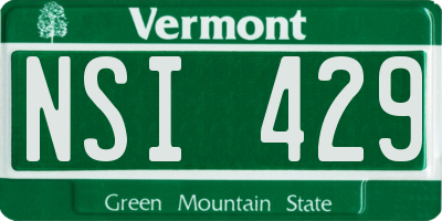 VT license plate NSI429