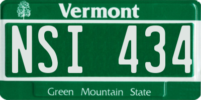 VT license plate NSI434