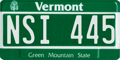 VT license plate NSI445