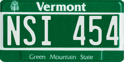 VT license plate NSI454