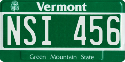 VT license plate NSI456