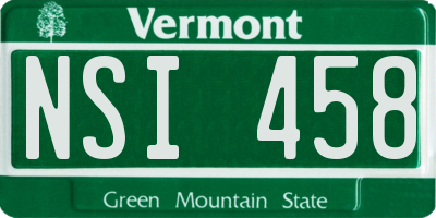 VT license plate NSI458