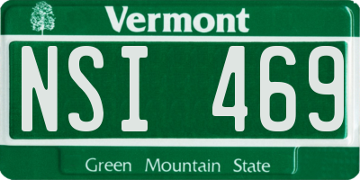 VT license plate NSI469