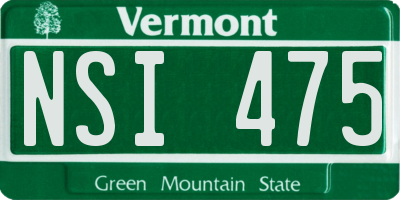 VT license plate NSI475