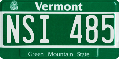 VT license plate NSI485