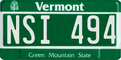 VT license plate NSI494