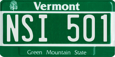 VT license plate NSI501