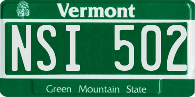 VT license plate NSI502
