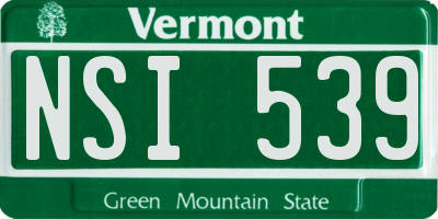 VT license plate NSI539