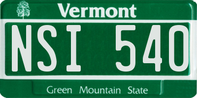 VT license plate NSI540