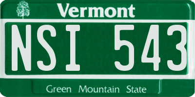 VT license plate NSI543