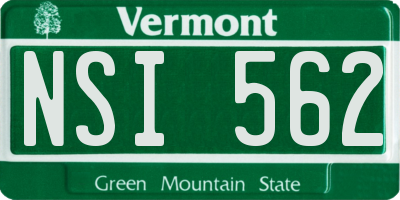 VT license plate NSI562