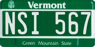 VT license plate NSI567