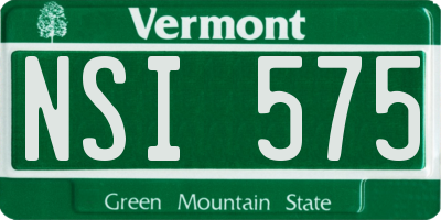 VT license plate NSI575