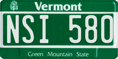VT license plate NSI580
