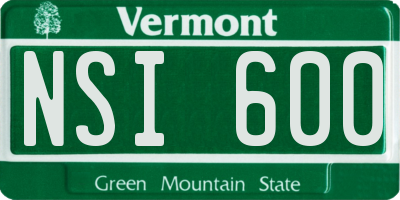 VT license plate NSI600