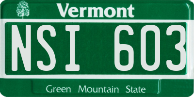 VT license plate NSI603