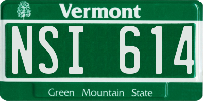 VT license plate NSI614