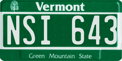 VT license plate NSI643