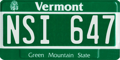 VT license plate NSI647