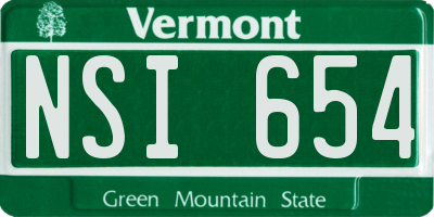 VT license plate NSI654
