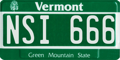 VT license plate NSI666