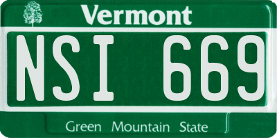 VT license plate NSI669