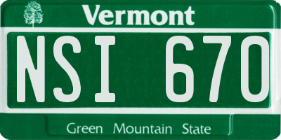 VT license plate NSI670