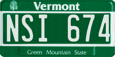 VT license plate NSI674