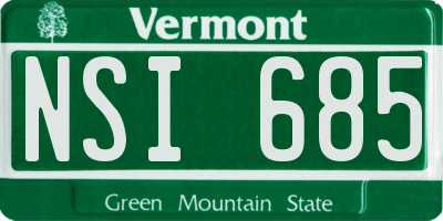 VT license plate NSI685