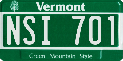 VT license plate NSI701