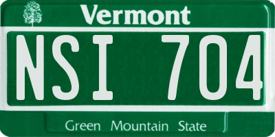 VT license plate NSI704