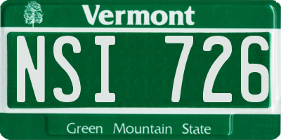 VT license plate NSI726