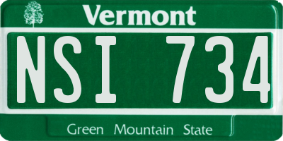 VT license plate NSI734