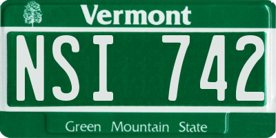 VT license plate NSI742