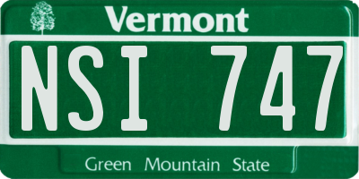 VT license plate NSI747