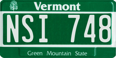 VT license plate NSI748