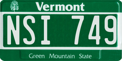 VT license plate NSI749