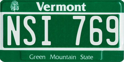 VT license plate NSI769