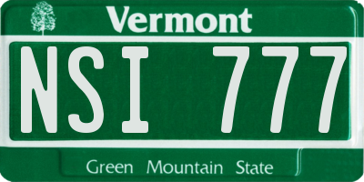 VT license plate NSI777