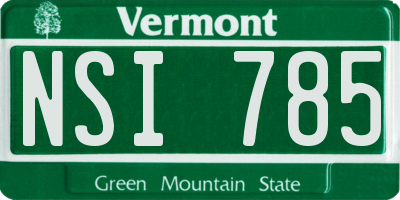 VT license plate NSI785