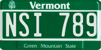 VT license plate NSI789