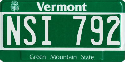 VT license plate NSI792